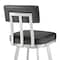 Armen Living Jinab Swivel Counter Stool in Brushed Stainless Steel with Black Faux Leather 840254335264 - alternate 3